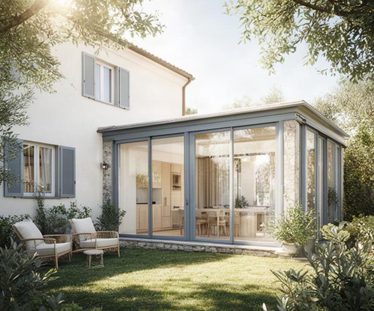 Ampliamento residenziale nel Levante ligure, con nuova veranda affacciata sul giardino